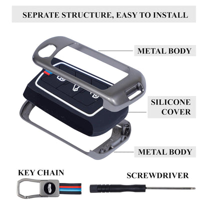 Metal Key Cover Compatible with Mahindra Scorpio N | 3XO | XUV 300 | Marazzo | XUV 700 | XUV 400 ev | Bolero | Thar 3 Button Flip Key