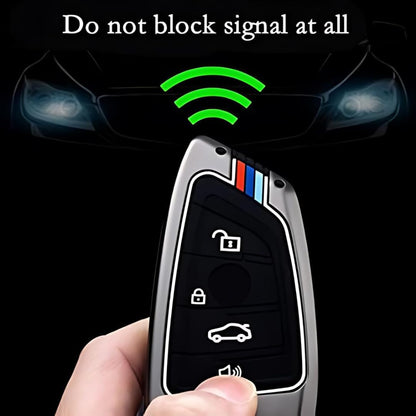 Metal Shell Silicone Key Cover Compatible with Mahindra Scorpio N | XUV 3XO | XUV 300 | Marazzo | XUV 700 | XUV 400 EV | Bolero | Thar | TUV 300 | 3 Button Flip Remote Key Cover