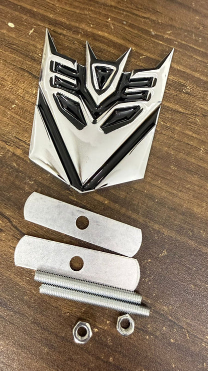 3D Metal Transformer Style Car Front Grille Emblem Badge – Universal Chrome Black Auto Logo Decoration for Cars & Bikes