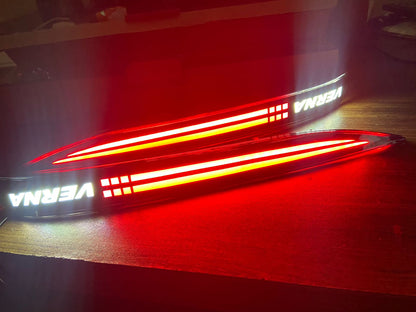 Rear Bumper LED Reflector Light compatible for Verna 2021 22 with Matrix Indicator (Smoke & Red ) set of 2