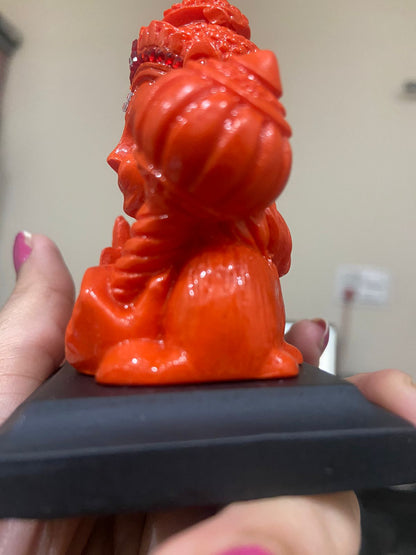 Ride2joy Orange Color Lord Pawan Putra Hanuman Ji Car Dashboard Idol Decorative Showpiece - 10 cm  (Marble, Orange)