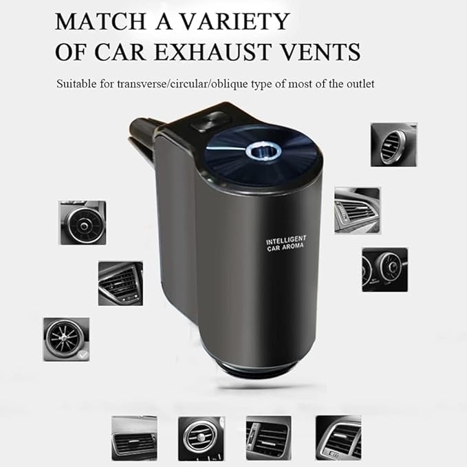 Smart Car Air Freshener With Three Adjustable, Aromatizante para Carro Inteligente Intelligent Car Aroma (Diffuser+3pcs men's), Black