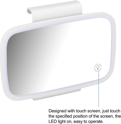 Car Visor Vanity Mirror, Rechargeable Car Makeup Mirror w/LED Lights & Bling Diamond for Girls Women - Dimmable Touch Screen Clip-on Rear View Sun-Shading Cosmetic Mirror for Car Truck SUV(Pink)