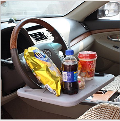 Multifunctional Car Laptop Food Steering Wheel Tray Drink Holder Desk (Black)