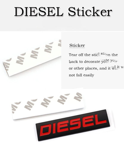 Diesel / Petrol Car Badge 3D Logo Metal Emblem Automotive Sticker Decal Flexes to Cars, Motorcycles, Laptops, Windows, Any Smooth Surface 7.5 cm X 2 cm Black & Red