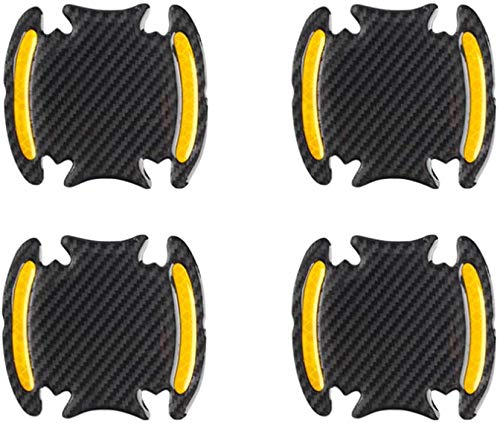 Car Door Cup Handle Paint Scratch Protector Sticker 3D Carbon Fiber Universal Auto Door Handle Scratch Protection Cover Guard Film Car Door Handle Safety Reflective Strips (White, 4 Pcs)