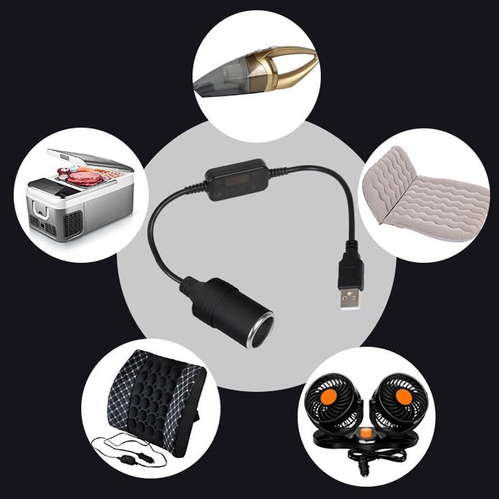 1Ft/30cm Cigarette Lighter Cable,USB Port to Car Cigarette Lighter Socket Female Converter Adapter Cord Car Cigarette Lighter Cable Converter for 12V-24V Vehicles,RV,SUV