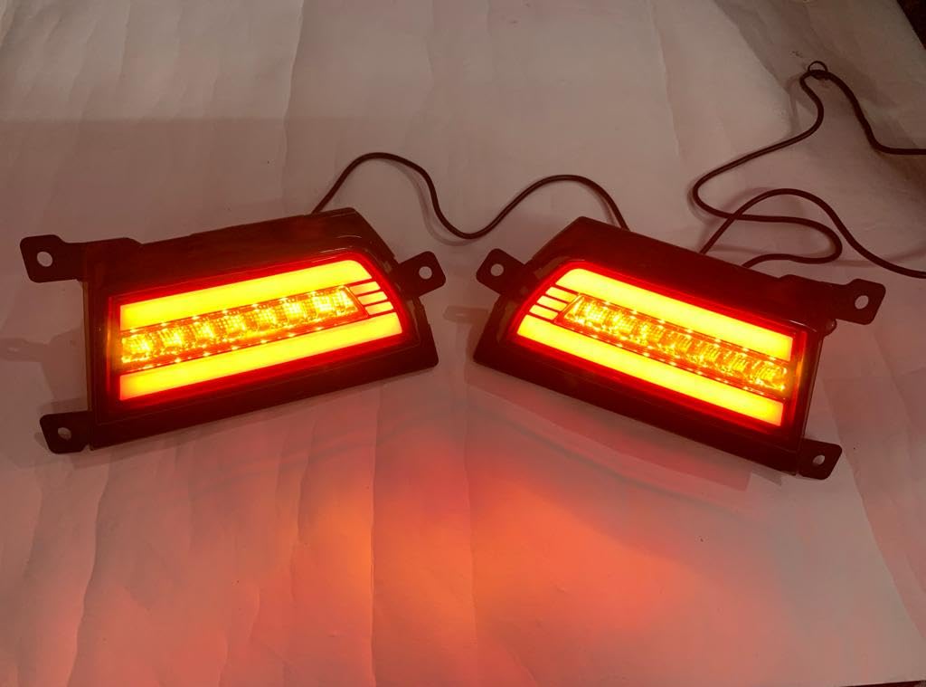 Rear Reflector Led Brake Light With Indicator Matrix +Scaning/3D Bumber Drl Back Compatible Scorpio N 2022 Onwards 1-Set (Four Function, Car)