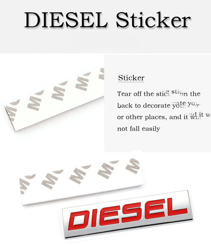 Diesel / Petrol Car Badge 3D Logo Metal Emblem Automotive Sticker Decal Flexes to Cars, Motorcycles, Laptops, Windows, Any Smooth Surface 7.5 cm X 2 cm Black & Red