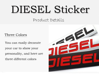 Diesel / Petrol Car Badge 3D Logo Metal Emblem Automotive Sticker Decal Flexes to Cars, Motorcycles, Laptops, Windows, Any Smooth Surface 7.5 cm X 2 cm Black & Red