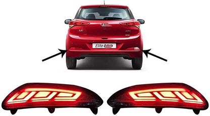 Car Reflector Led Brake Light for Bumper(Rear/Back) Drl for Hyundai I20 Elite(with Reverse Light Function)- Set of 2 Pcs with Wiring, Red ( compatible for 2015-2017 Model)