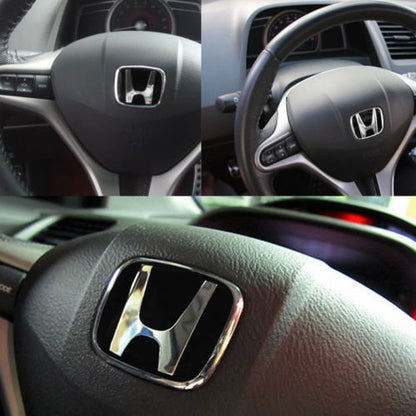 Car H Steering Logo Compatible for City Civic Amaze Jazz WRV BRV JDM Style 50mmx40mm