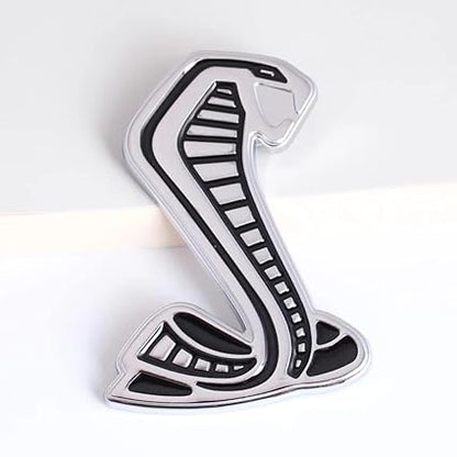 Caroxygen Cobra Logo 3D Metal Super Snake Front Hood Grille Badge Emblem Side Rear Sticker(Silver) Compatible with Mahindera Flyte