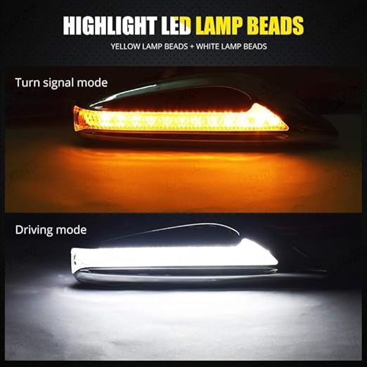 Caroxygen Dynamic Dual Colour Side Marker LED Light, White DRL & Amber Turn Signal for Cars and SUVs, Sleek Replacement Driving Indicators