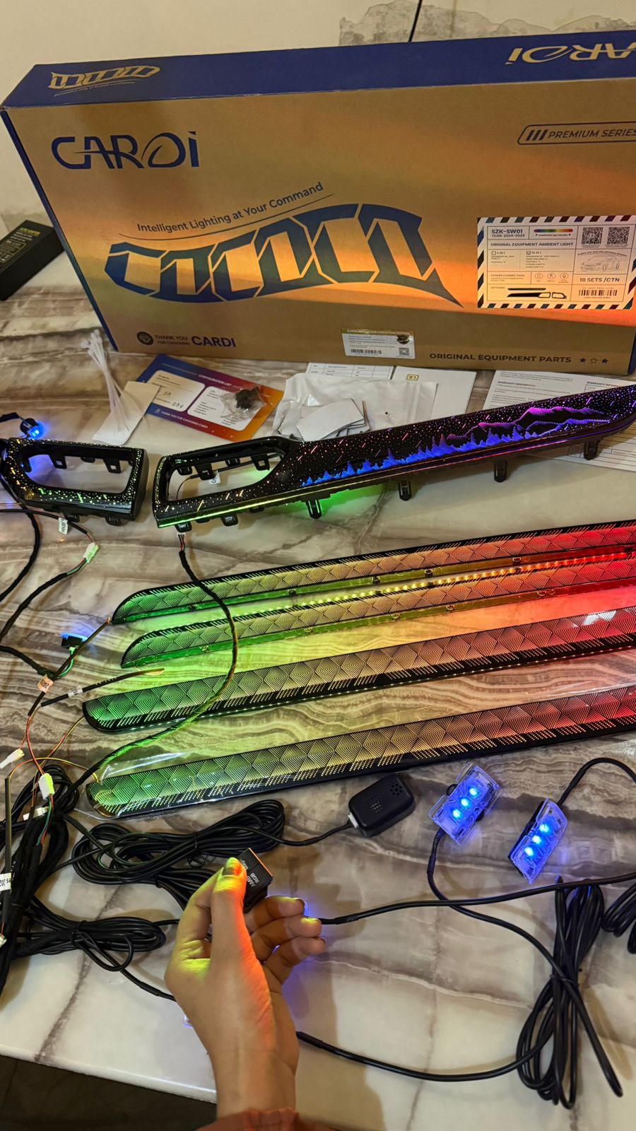 Cardi D8 Ambient Light System for Maruti Suzuki Swift 2024 Onwards | 18-in-1 OEM Interior Ambient Lighting Kit | App Controlled RGB Multi-Color LED Lights