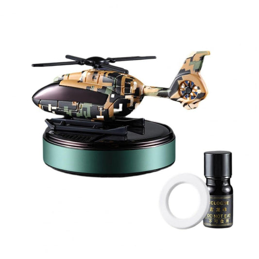 Army Style Solar Powered Car Perfume Aromatherapy Helicopter Air Freshener Diffuser Perfume Auto Rotation Fan | For Car Dashboard with liquid Perfume