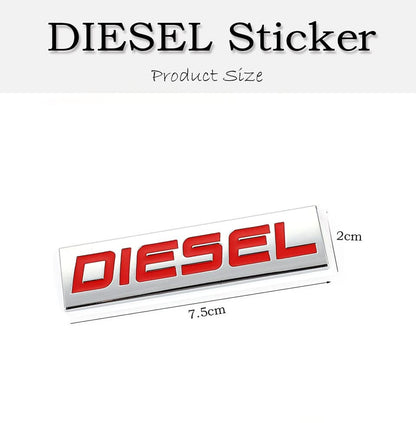 Diesel / Petrol Car Badge 3D Logo Metal Emblem Automotive Sticker Decal Flexes to Cars, Motorcycles, Laptops, Windows, Any Smooth Surface 7.5 cm X 2 cm Black & Red