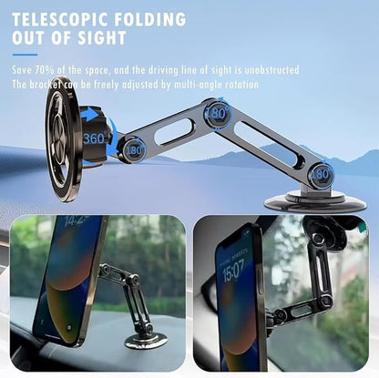 CarOxygen Fit for Magsafe Car Mount Long Adjustable Arm Magnetic Phone Holder for Car 360Â° Rotation Magnetic for iPhone Dashboard Cell Phone Mount for iPhone 15 14 13 12 Pro Max (Black)