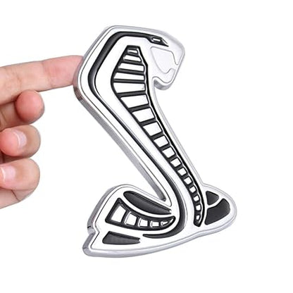 Caroxygen Cobra Logo 3D Metal Super Snake Front Hood Grille Badge Emblem Side Rear Sticker(Silver) Compatible with Mahindera Flyte