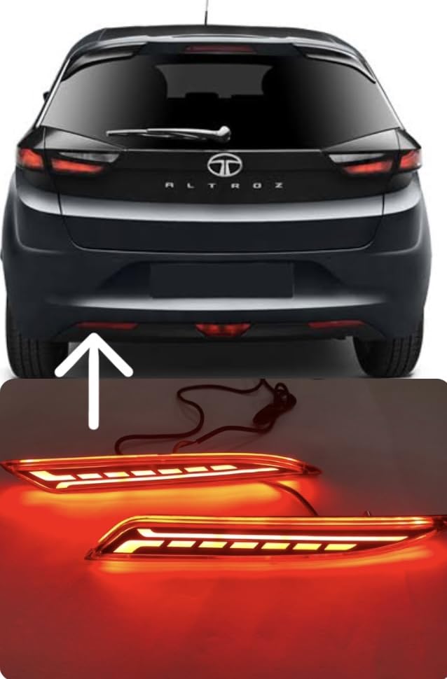 REAR BUMPER LED REFLECTOR WITH MATRIX RUNNING INDICATION FOR TATA ALTROZ SET OF 2PCS WITH FOUR WIRES