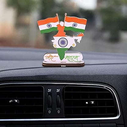 Caroxygen  Inian Flags for Car Dashboard Home Table Office Desk Vande Mtram Logo Flag