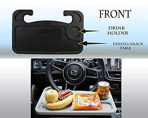 Multifunctional Car Laptop Food Steering Wheel Tray Drink Holder Desk (Black)