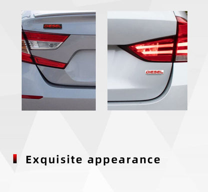 Diesel / Petrol Car Badge 3D Logo Metal Emblem Automotive Sticker Decal Flexes to Cars, Motorcycles, Laptops, Windows, Any Smooth Surface 7.5 cm X 2 cm Black & Red
