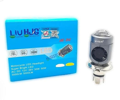CarOxygen LIU HJG Motorcycle LED Headlight Bulb Yellow/White With H4 Fitting (12V-36V) (30W-50W, pack Of 1)