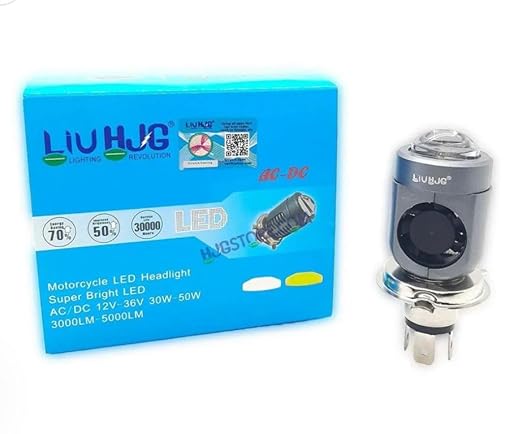 CarOxygen LIU HJG Motorcycle LED Headlight Bulb Yellow/White With H4 Fitting (12V-36V) (30W-50W, pack Of 1)