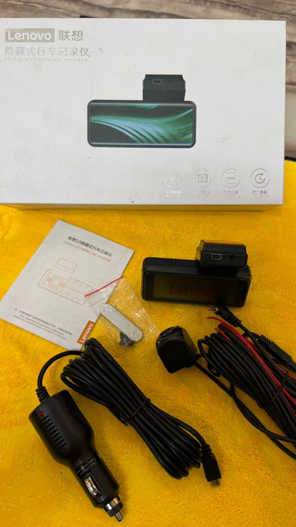 Lenovo Q3 Hidden Car Dash Camera Recorder | Full HD Driving Recorder with Rear Camera Support