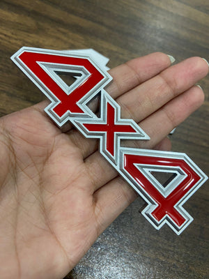 3D Metal 4X4 Four-Wheel Drive Car Sticker Emblem Badge For Universal Cars (Red Black)