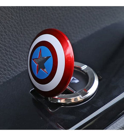 CarOxygen New Superhero Design Car Push to Start Ignition Button Cover Interior for All Universal Cars Button Decoration Ring (Metal, Captain America)