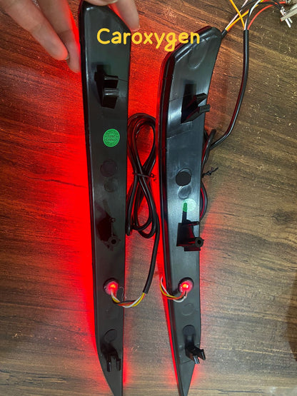 Rear Bumper LED Reflector Light compatible for Verna 2021 22 with Matrix Indicator (Smoke & Red ) set of 2