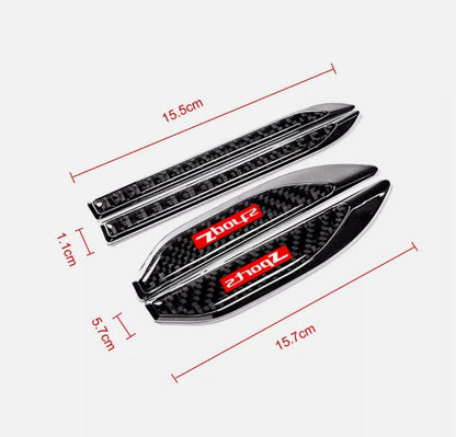 2Pcs Carbon Fiber Car Side Fender Air Wing Vent Cover Trim Stickers Accessories