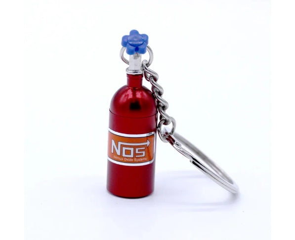 Nos Tank Blue Car Part Stainless Steel Keychain Car Enthusiast Metal For Gifting With Key Ring Anti-Rust (Pack Of 1)