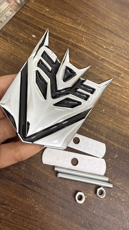 3D Metal Transformer Style Car Front Grille Emblem Badge – Universal Chrome Black Auto Logo Decoration for Cars & Bikes