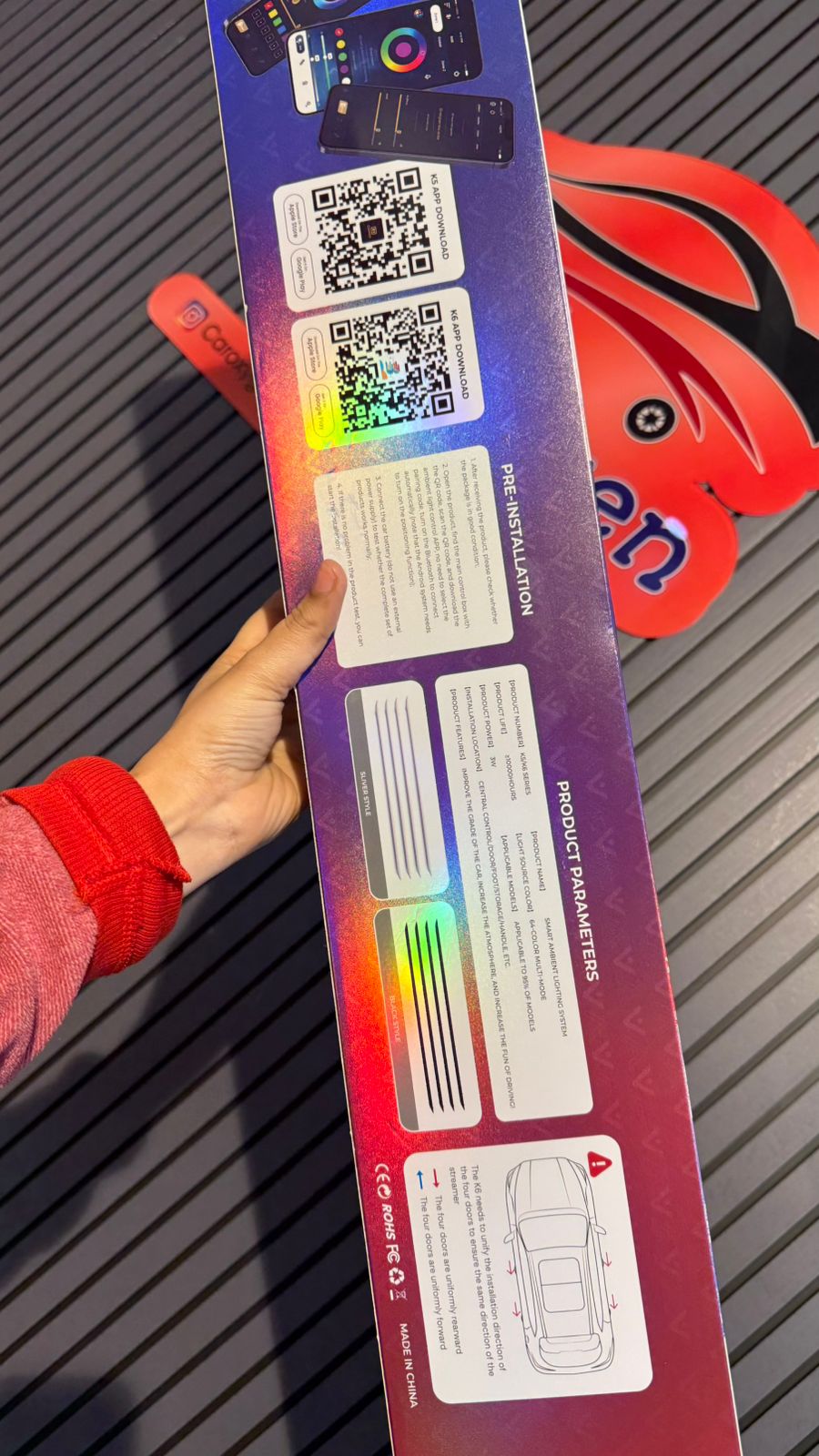 CARDI K5/K6 Magic Black Trim 10 In 1 LED Car Ambient Lights By App Control Strip Light Guide Decoration Atmosphere Lamp. TRIM SIZE EACH 70 CM