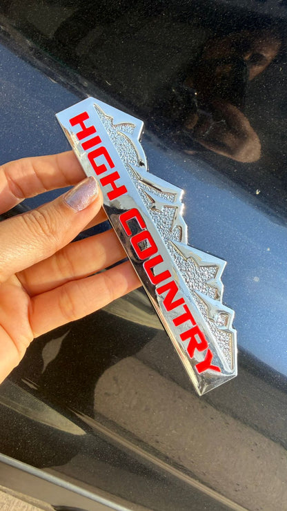 HIGH Country  Logo 12.5 x 2.8cm Car Bike Metal HIGH Country Logo Car Emblem Premium 3D Badge Auto Racing Sport Sticker Grand Tourer Decal