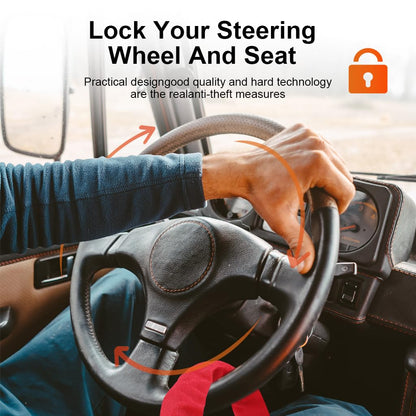 Car Steering Wheel Lock, Heavy Duty Safety Belt Buckle Attachment Steel Car Wheel Lock, Alloy Lock Core Steering Wheel Lock with 3 Keys Car Lock Anti Theft for Truck, SUV, Van, Hatchback