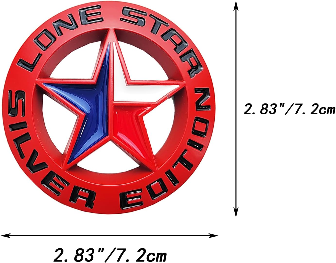 Caroxygen Lone Star Silver Edition Emblem Lone Star Badge Silver Edition Lone Star Decal Lone Star Sticker Fit for Universal Pickup 1 Piece Metal Black Chrome