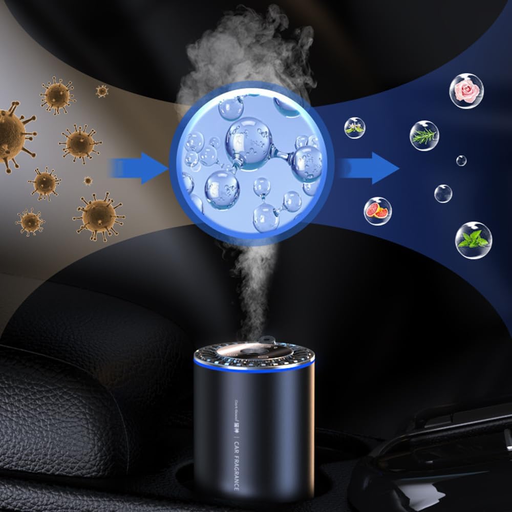 Smart Car Air Fresheners, New Smell Experience Cologne Car Freshener Essential Oil Diffuser, Adjustable Concentration, Auto On/Off, Built-in Battery, Each Bottle of Perfume Lasts 120 Days