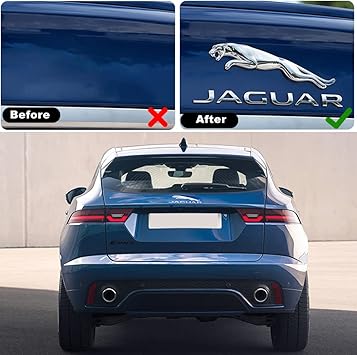 Caroxygen Jaguar Tailgate Emblem Insert Letters Fit Jaugar Rear Emblem XE XF XJ Car Trunk Sticker Emblem Leopard Rear Panther Fender Decal(Rear Emblem Sliver)