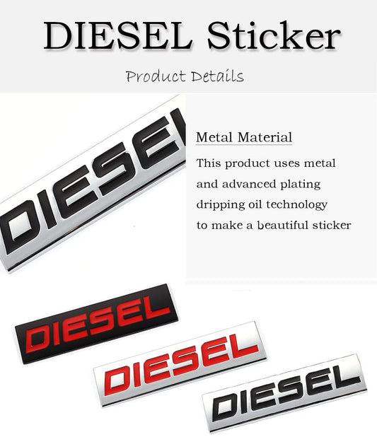 Diesel / Petrol Car Badge 3D Logo Metal Emblem Automotive Sticker Decal Flexes to Cars, Motorcycles, Laptops, Windows, Any Smooth Surface 7.5 cm X 2 cm Black & Red