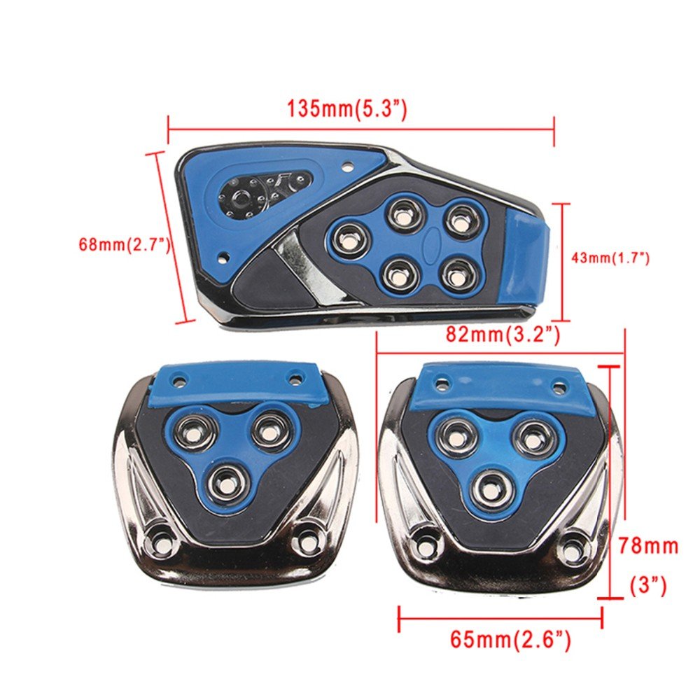 3 Pcs Non-Slip Manual CS-375 Car Pedals kit Pad Covers Set