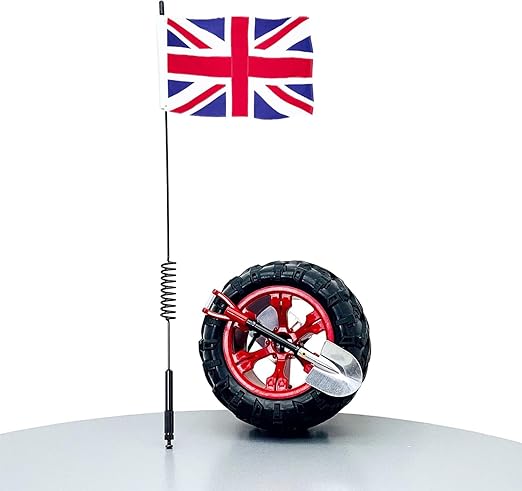 CB Miniature Spare Tire Flag Shovel Creative Off-Road Mini Rigs Build For Car Automotive Styling, Body Shop Decoration, Black Wheel-America Flag