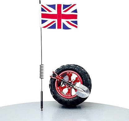 CB Miniature Spare Tire Flag Shovel Creative Off-Road Mini Rigs Build For Car Automotive Styling, Body Shop Decoration, Black Wheel-America Flag