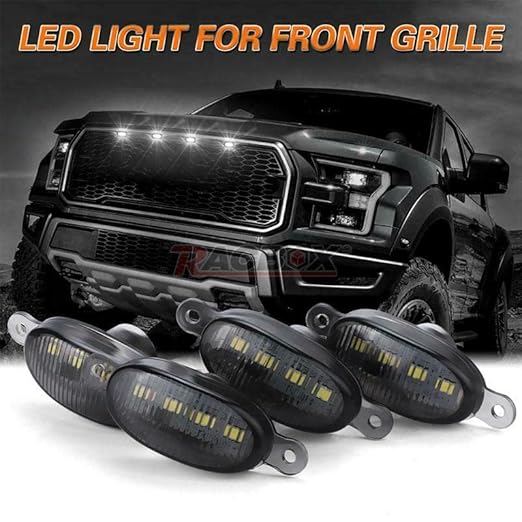 Universal Car Grille LED Lamp for SUV, Pickup & Off-Road Vehicles | Waterproof, High Brightness DRL Decorative Light (Amber/White/Blue/Red)