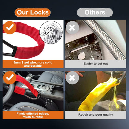 Car Steering Wheel Lock, Heavy Duty Safety Belt Buckle Attachment Steel Car Wheel Lock, Alloy Lock Core Steering Wheel Lock with 3 Keys Car Lock Anti Theft for Truck, SUV, Van, Hatchback