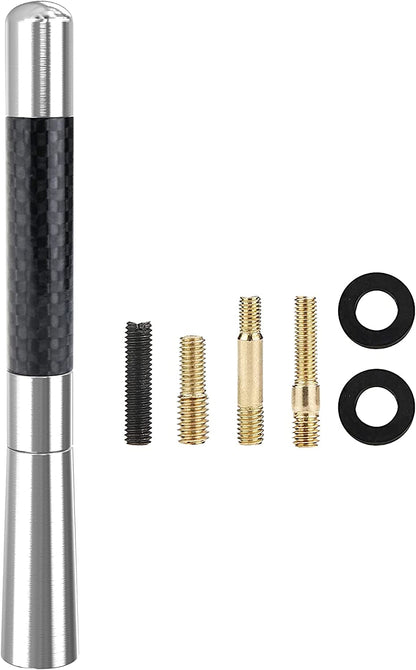 Universal Car Antenna Mast Carbon Fiber Truck Vehicle Replacement Short Antenna 4.7 inch Compatible with Ford, Dodge, Jeep, Toyota, Nissan, Mazda