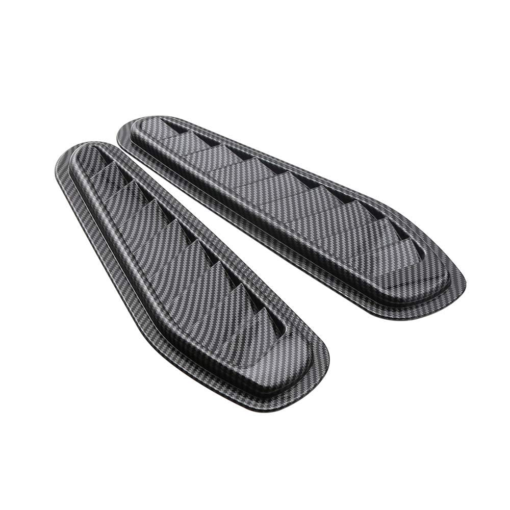 CAR OXYGEN Air Flow Intake Cover,2pcs Carbon Fiber Style Car Air Flow Intake Scoop Hood Decorative Lightweight Scoop Bonnet Vent Hood Cover Universal